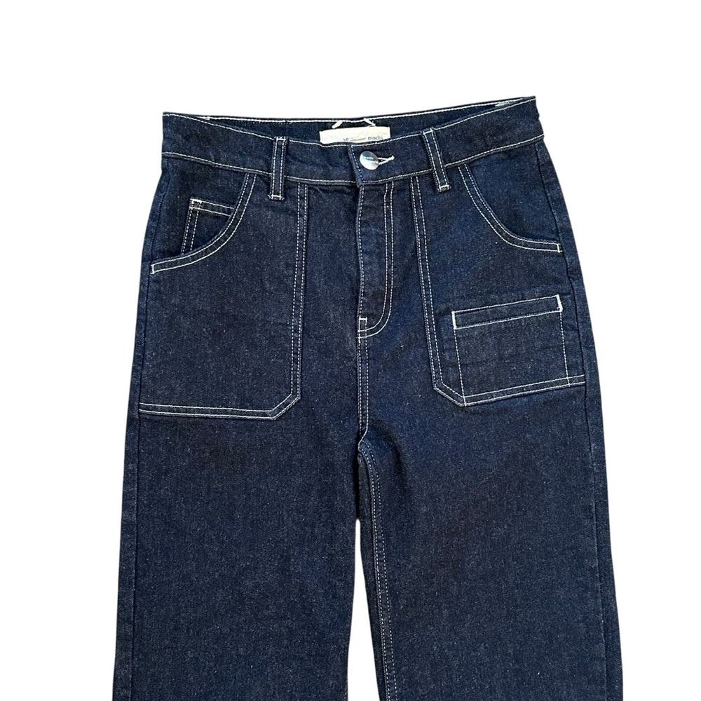 Seventy + Mochi Dark Wash High Rise Contrast Stitch Queenie Jeans Nightfall 25 - Picture 4 of 12